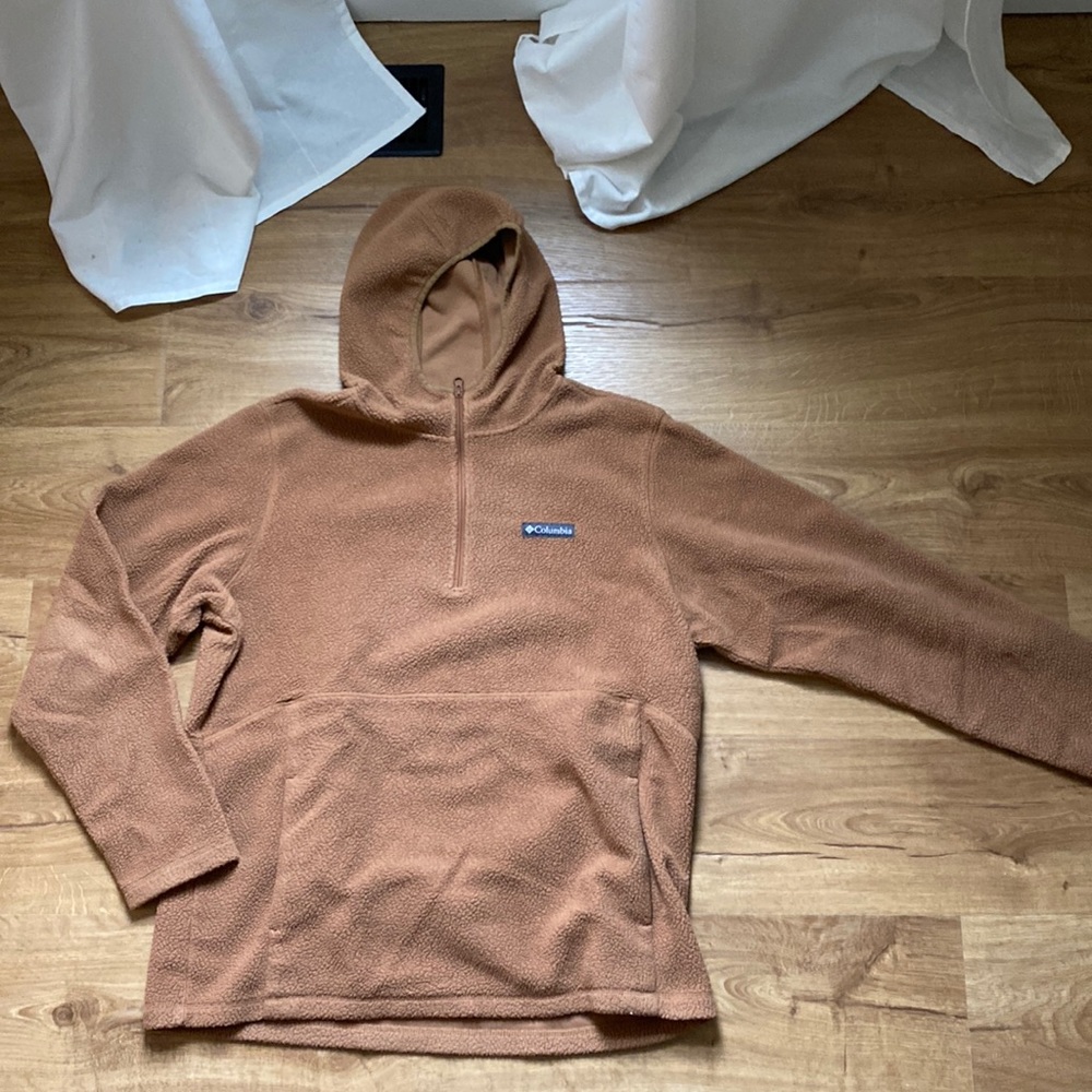Columbia half zip Sherpa hoodie brown